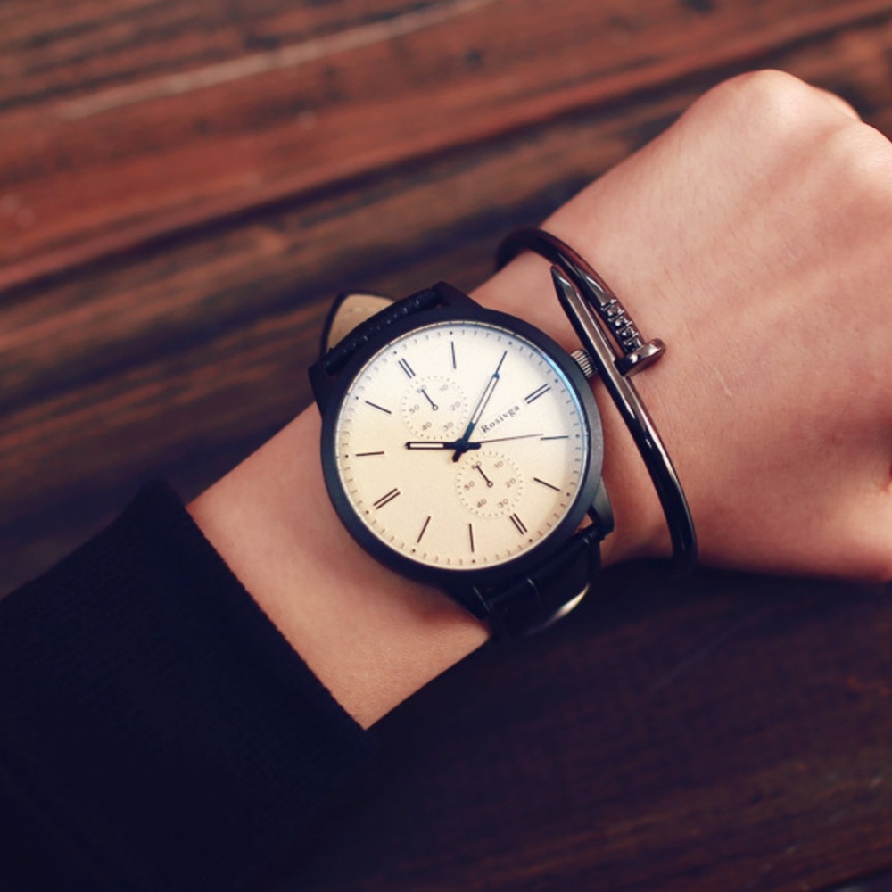 ⌚️NEW⌚️ Unisex Casual Leather Strap Quartz Watch - Picture 2 of 5